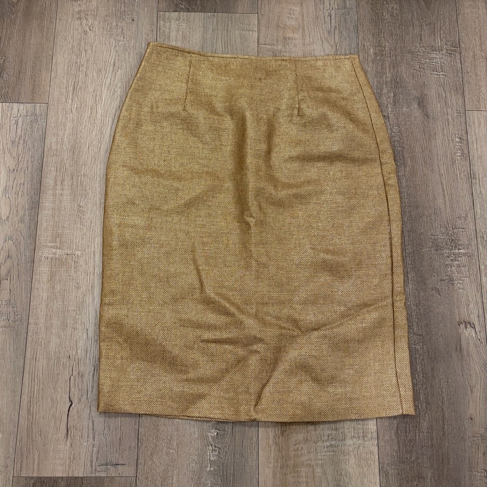 Cache Gold Textured Linen Pencil Skirt Size 6 💛 NWT